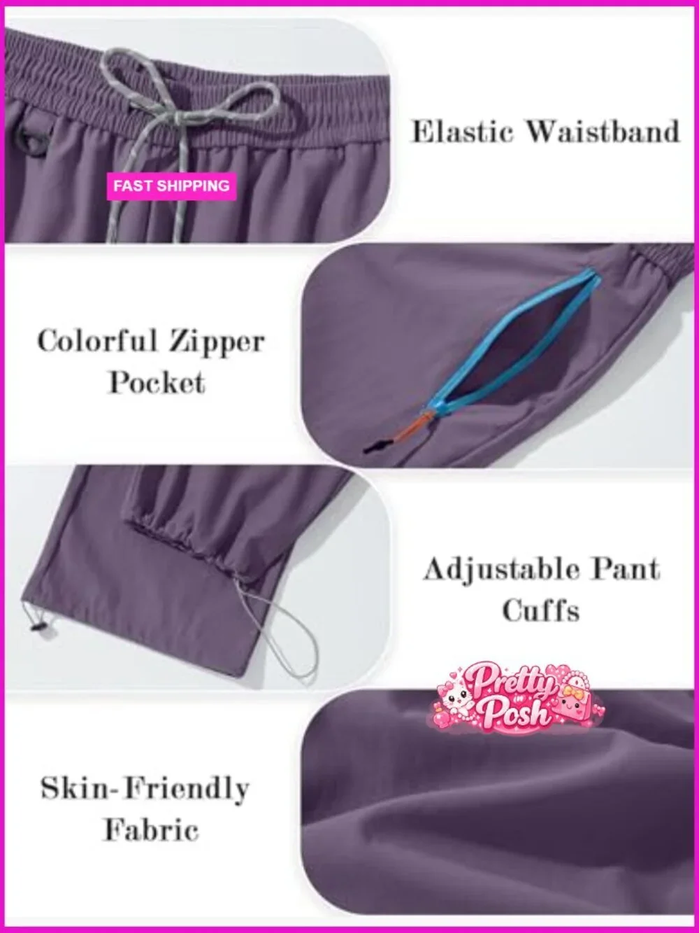 Waterproof Quick-Dry Cargo Pants with Zipper Pockets for Hiking